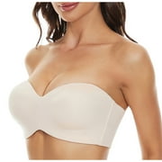 SMihono Sales Shapedly Strapless Bra, Shapedly Strapless Bra, Strapless Push up Bra, Shapedly Full Support Strapless Push Up Bra Plus Size Padded Underwire Multiway Bandeau Beige 44/100E